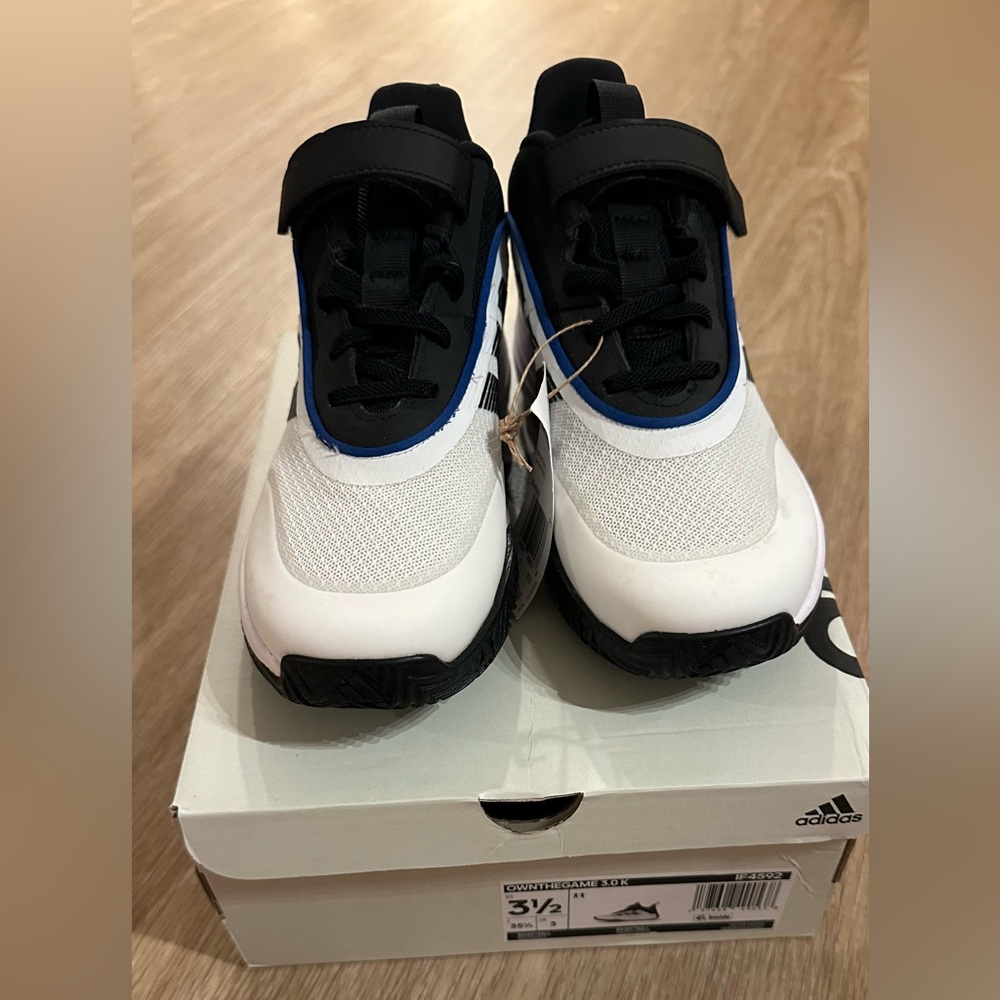 Adidas Kids' Black and White Basketball Sneakers - Picture 2 of 6